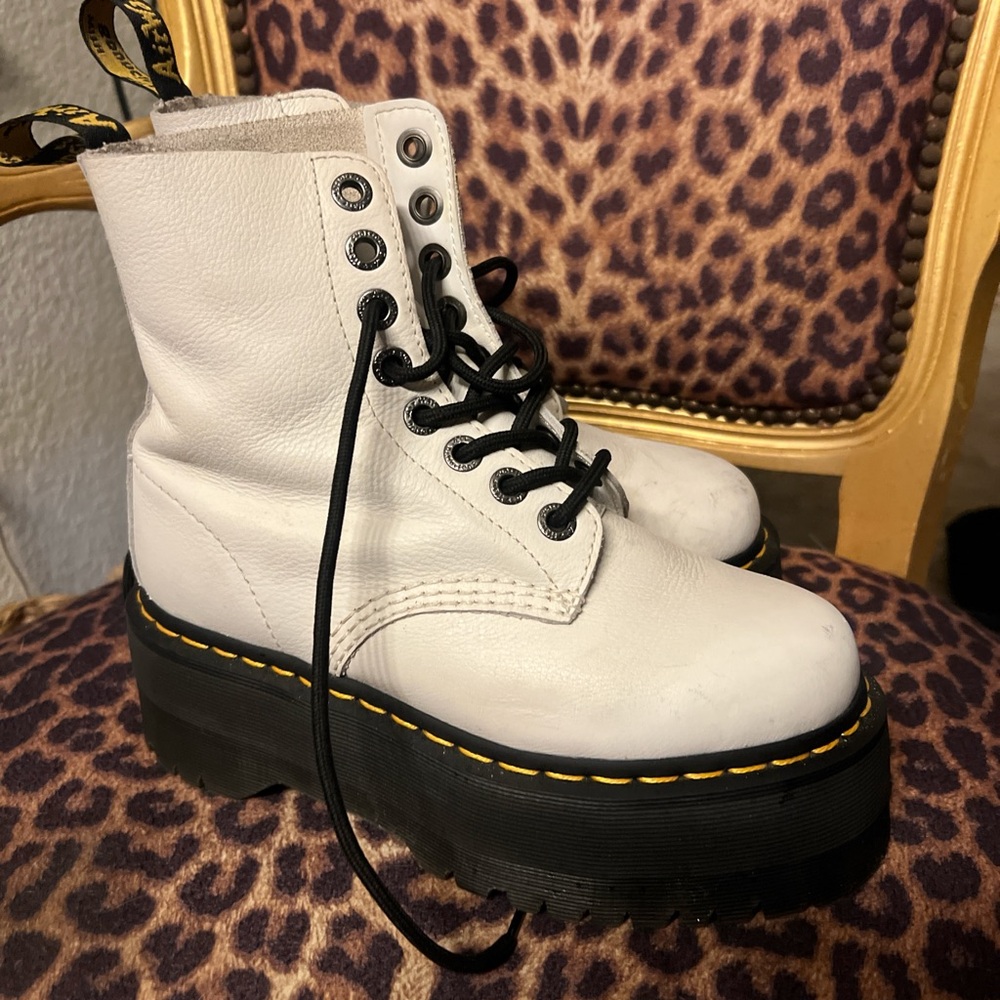 Dr. Martens White Platform Boots
